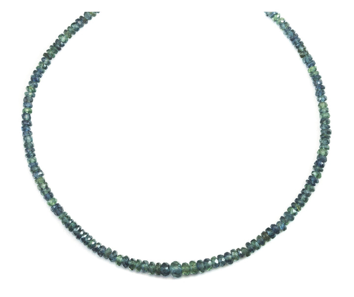 Blue Sapphire Necklace Madagascar Solid Strand  18 19 Inch Length Dainty faceted Earthy Aqua Blue Gray Color Natural Stones AAA Rare