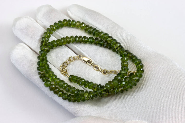 Vesuvianite Necklace Natural Green 14k gold filled or Sterling Silver Faceted 20 Inch AAA Solid Strand 5mm 6mm AAA Classic Simple Rare Stone