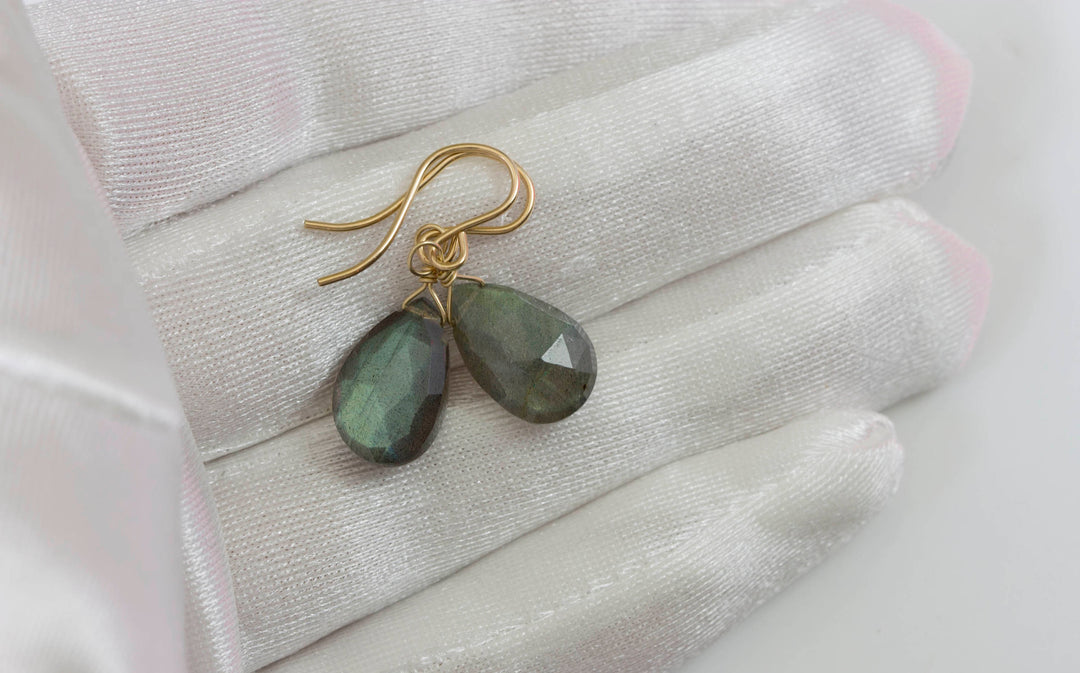 Labradorite Earrings Sterling Silver or 14k Solid Gold or Filled faceted Teardrop AAA Blue Green Golden Flash Pear Dainty Natural Simple