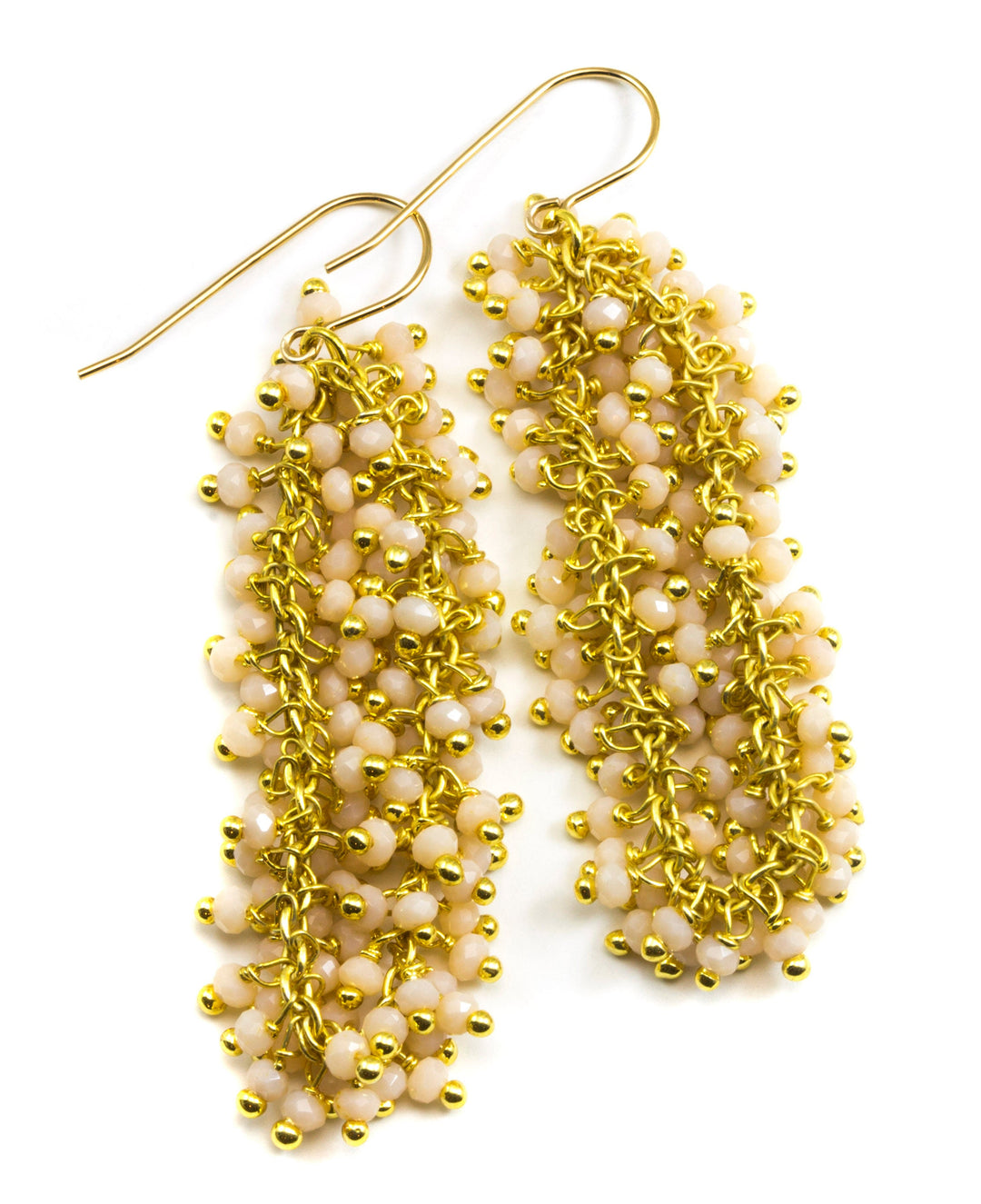 Aqua Blue or Pink Chalcedony Earrings 14k Gold Filled Long Beaded Faceted Dense Clusters 2.5 Inches  Multiple Stones Chandelier Style