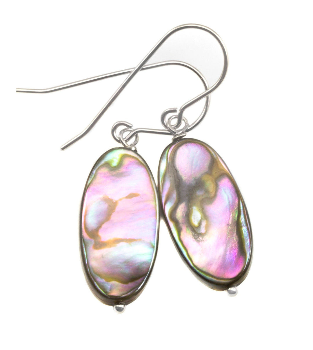 Abalone Paua Shell Teardrop Earrings Natural Peacock Long Narrow Oval 14k Solid Gold or Filled or Sterling Silver Pastel Rainbow MOP Drops