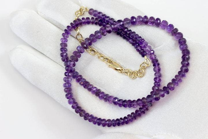 Purple Amethyst Necklace Faceted Solid Sterling Silver or 14k Gold Filled Necklace 20 Inches AAAA Simple Natural Wear Spyglass Designs