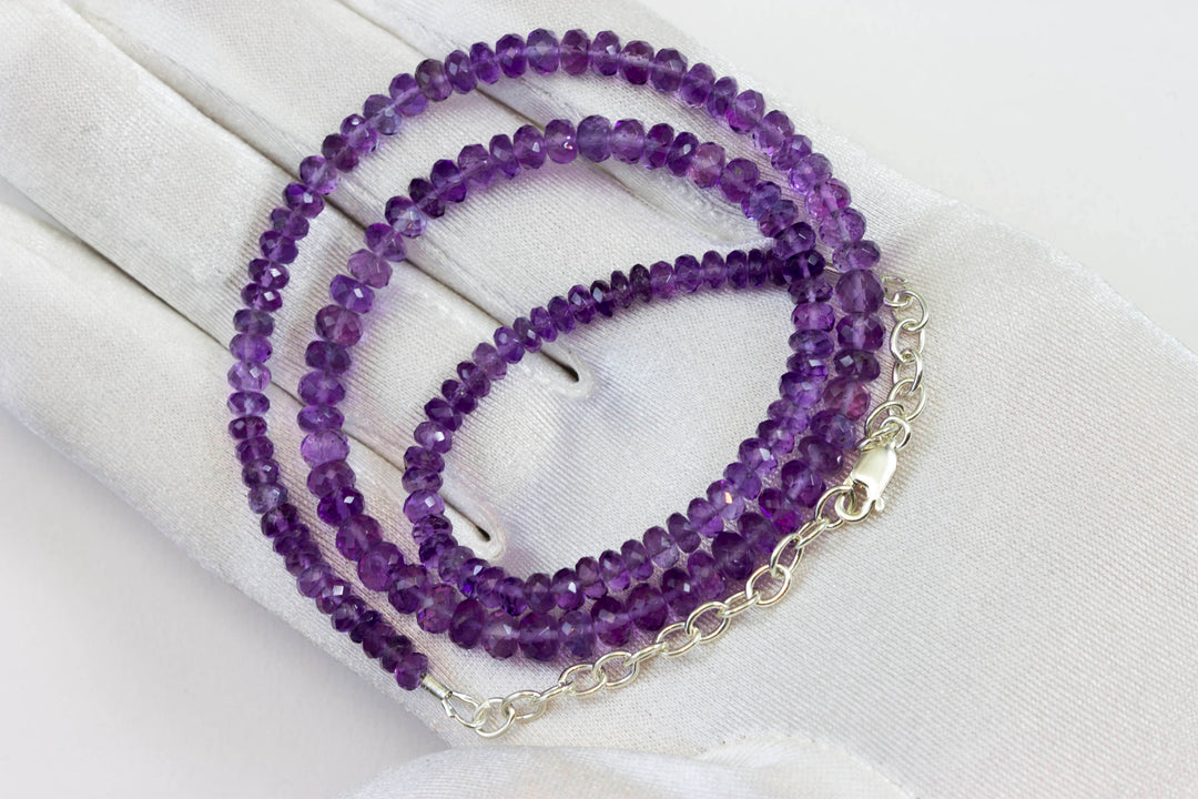 Purple Amethyst Necklace Faceted Solid Sterling Silver or 14k Gold Filled Necklace 20 Inches AAAA Simple Natural Wear Spyglass Designs