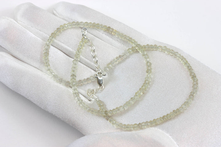 Natural Champagne Pale Lemon Yellow Quartz  Necklace Beaded Sterling Silver 14k Gold Filled Solid Strand Faceted 18 19 Inch  AAA soft color