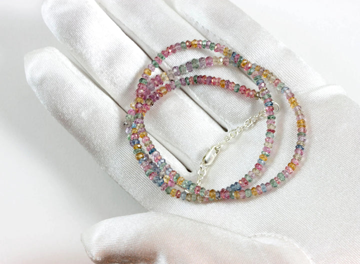Mystic Quartz Necklace Beaded 14k Gold Filled Solid Strand Faceted 18 19 Inch AAA Purple Blue Lavender Iridescent colors 3mm size - Spyglass Designs