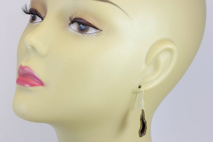 Baby Geode Earrings Tabasco Champagne Gray  Druzy Oval Sterling Silver Polished Drusy Paired AAA Natural Fine Small Drusy Geodes Drops