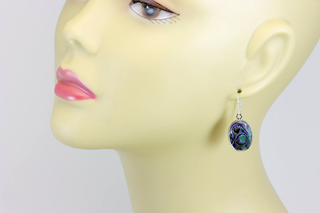 Abalone Paua Shell Teardrop Earrings Natural Peacock Oval Bezel Set  Sterling Silver Simple MOP Drops AAA Green Blue  Everyday Drops