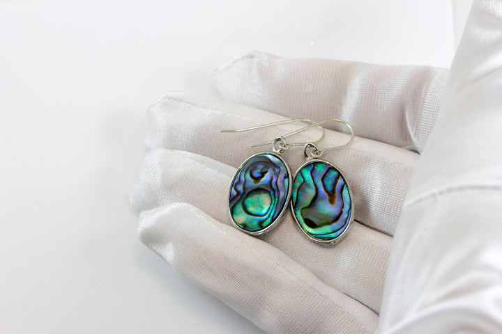 Abalone Paua Shell Teardrop Earrings Natural Peacock Oval Bezel Set  Sterling Silver Simple MOP Drops AAA Green Blue  Everyday Drops