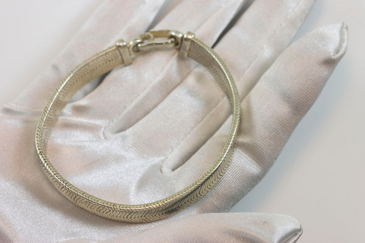 Men's Women's Silver Bracelet Tibetan Handmade Hook Clasp Large Chunky Flat Snake Style 7 6.75 Inches  One of a kind rare Earthy Everyday