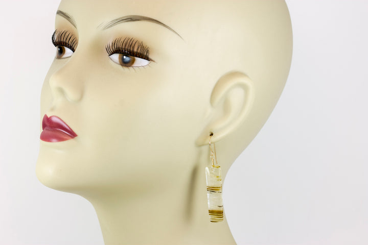 Strawberry Quartz Earrings Striped 14k solid gold or filled or Sterling Silver Smooth Long Large Rectangle Natural Drops 2.3 In