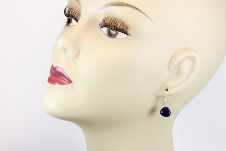 Labradorite  Earrings Sterling Silver or 14k Solid Gold or Filled Small Dainty Smooth Heart Teardrop AAA Blue Flash Pear Shape Natural Drops