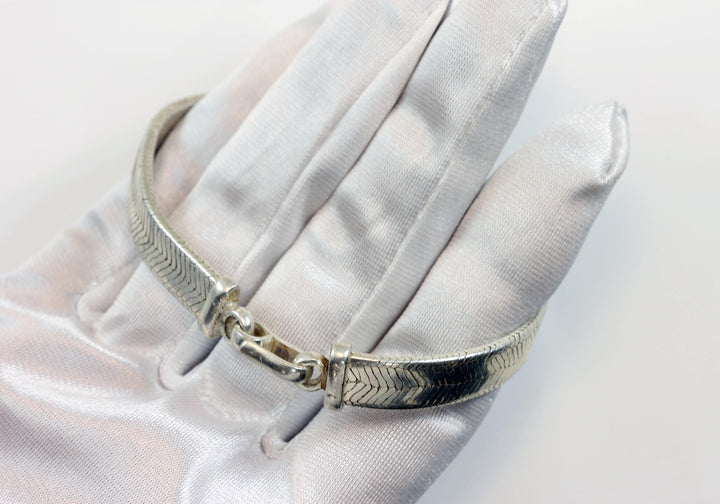 Men's Women's Silver Bracelet Tibetan Handmade Hook Clasp Large Chunky Flat Snake Style 7 6.75 Inches  One of a kind rare Earthy Everyday