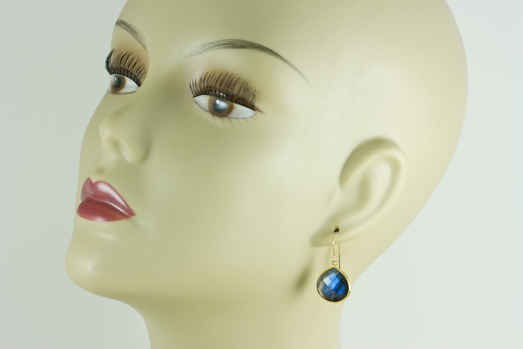 Labradorite  Earrings Sterling Silver or 14k Solid Gold or Filled Faceted Heart Teardrop AAA Blue Flash Pear Shape Natural Drops