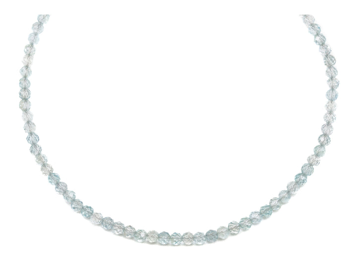 Natural Aquamarine Necklace Beaded Sterling Silver or 14k Gold Filled Faceted 18 Inch Faceted AAA Aqua blue Classic Simple Spyglass Designs