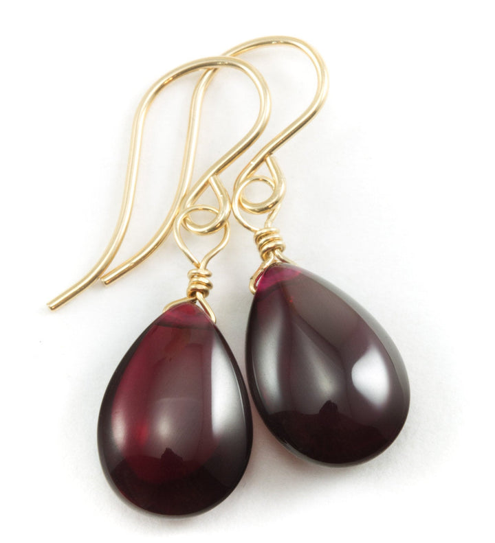 Red Ruby Cubic Zirconia Earrings Smooth Teardrop AAA CZ  Sterling Silver or 14k Solid Gold or Filled Deep Red Basic Simple Pear Dainty Drops