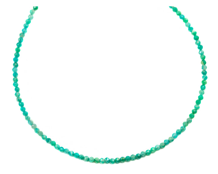 Amazonite Necklace Natural Aqua Blue Green Solid Strand Dainty Small Sterling Silver 14k Gold FIlled Micro Faceted 18 19 Inches Simple