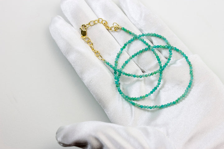 Amazonite Necklace Natural Aqua Blue Green Solid Strand Dainty Small Sterling Silver 14k Gold FIlled Micro Faceted 18 19 Inches Simple