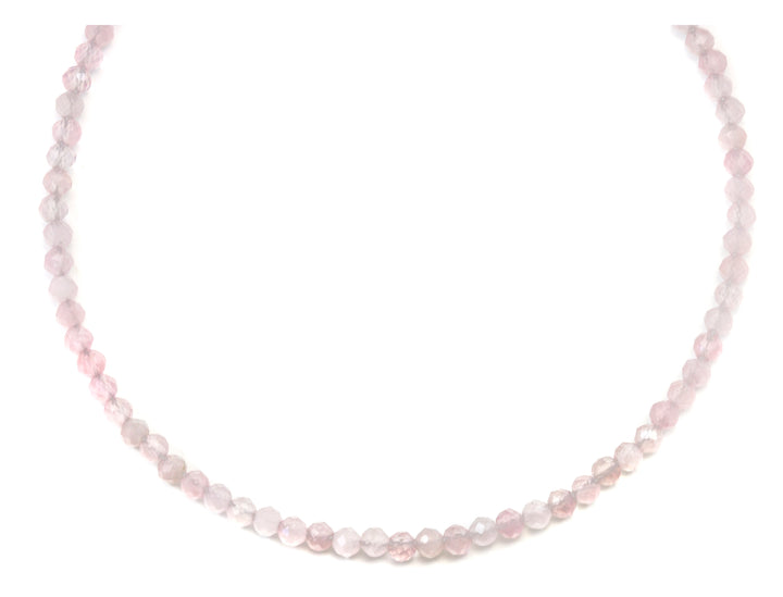 Rose Quartz Necklace Natural Pink Solid Strand Dainty Small Sterling Silver 14k Gold Filled Micro Faceted 19 20 Inches Simple