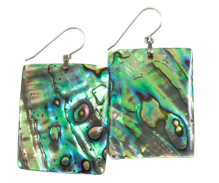 Abalone Paua Shell Teardrop Earrings Natural Peacock Rectangle 14k Solid Gold or Filled or Sterling Silver X Large Simple MOP Drops  2 Inch