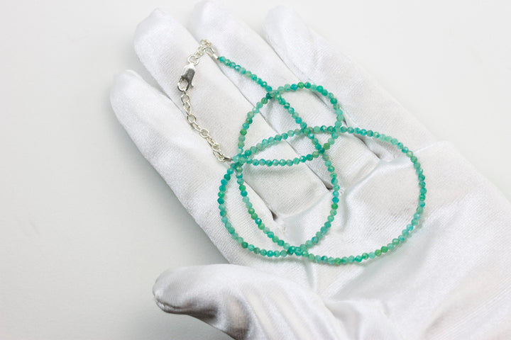 Amazonite Necklace Natural Aqua Blue Green Solid Strand Dainty Small Sterling Silver 14k Gold FIlled Micro Faceted 18 19 Inches Simple