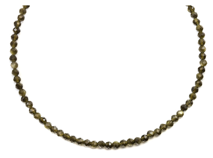 Black Obsidian Necklace Natural Earthy Solid Strand Dainty Small Sterling Silver 14k Gold FIlled Micro Faceted 20 Inches Simple