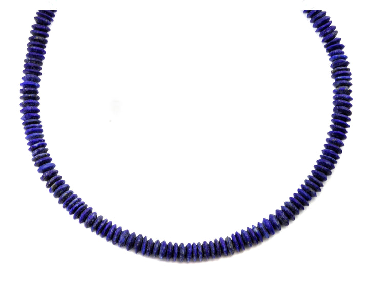 Lapis Lazuli Necklace Natural Earthy Matt Blue Solid Strand Dainty Sterling Silver 14k Gold Filled Smooth Round Disc 20 Inches Simple