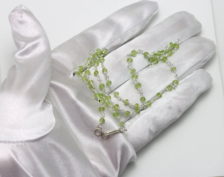 Green Peridot Necklace Natural Faceted Spaced  Beaded 14k Gold Fill or Sterling Silver 18 19 Inch Soft Green Dainty Daily Lightweight Beaded