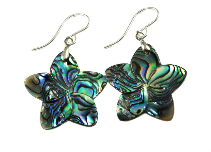 Abalone Paua Shell Teardrop Earrings Natural Peacock Carved Flower 14k solid gold or filled or Sterling Silver Large Simple MOP Drops