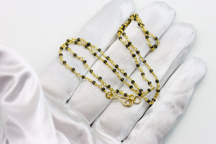 Smoky Quartz Necklace Beaded Chain 14k Gold Filled 18 19 Inches Smokey Small Teeny Tiny Gemstones Dainty Unique Spyglass Designs
