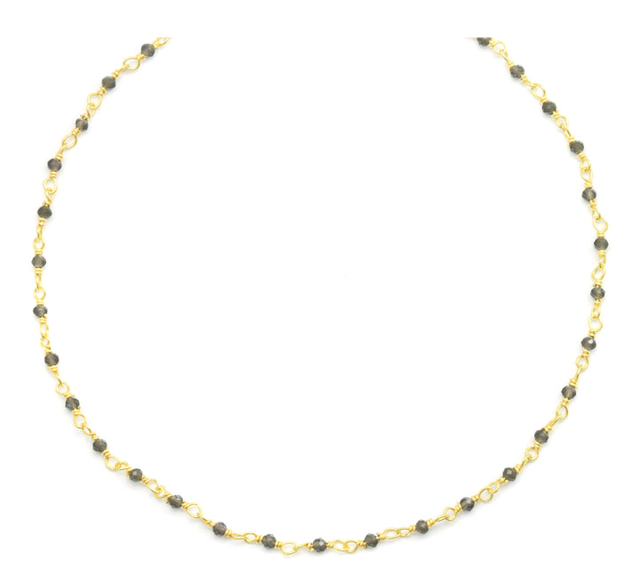 Smoky Quartz Necklace Beaded Chain 14k Gold Filled 18 19 Inches Smokey Small Teeny Tiny Gemstones Dainty Unique Spyglass Designs