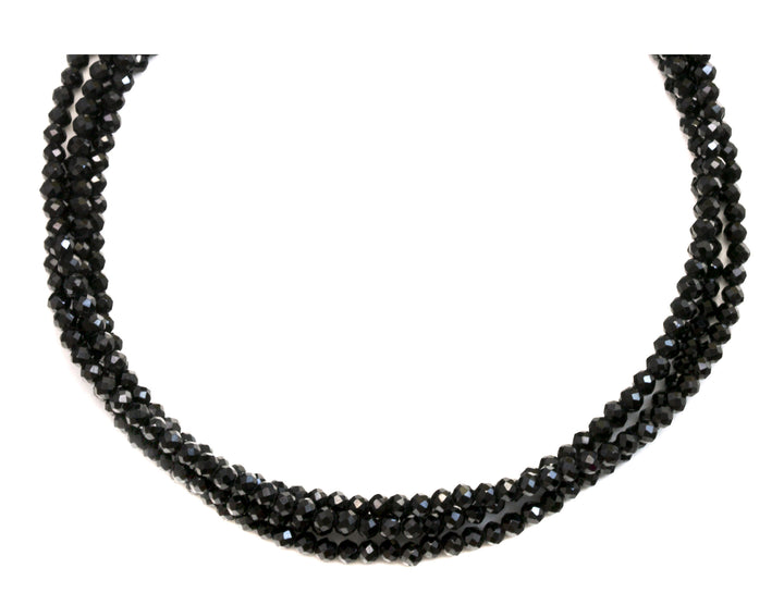 Black Spinel Necklace 14k Gold Filled  3mm 18 Inch 4 Strands Faceted AAA Solid Beaded Natural Faceted Classic Simple Super Sparkly