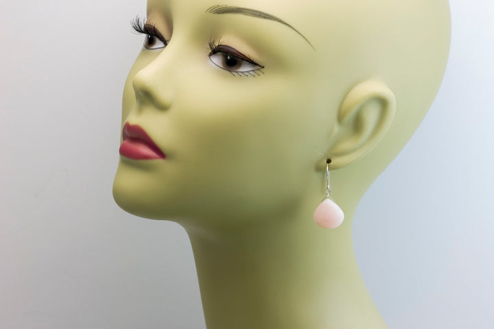 Pink Peruvian Opal Earrings Large Faceted Heart Teardrops 14k Solid Gold or Filled or Sterling Silver Simple Soft Pink Opals Earthy