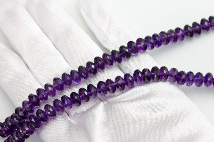 Amethyst Necklace 14k Gold Filled 20 Inch Beaded Chain Link Faceted Natural Earthy Deep Purple Solid Strand 8mm Micro Faceting