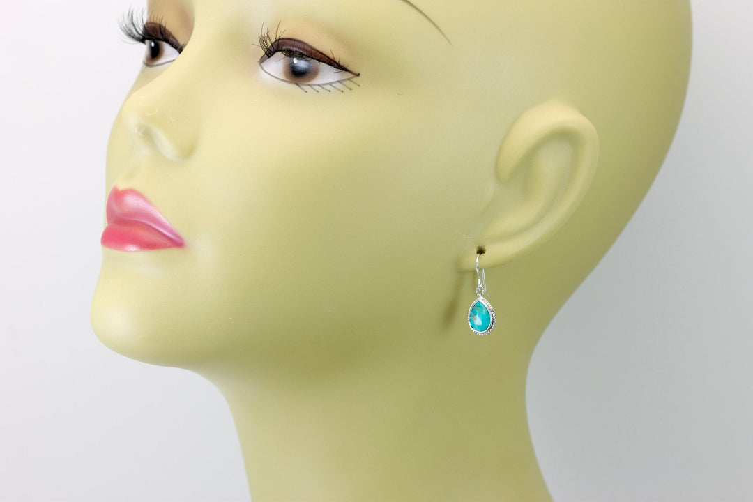 Turquoise Earrings Natural Blue Fancy Bezel Small Dainty Lightweight 14k solid yellow gold or filled or Sterling Silver Simple Drops 1 Inch