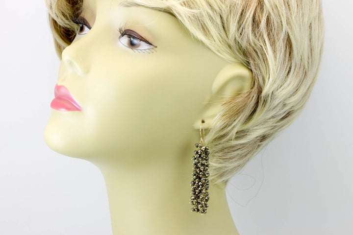 Natural Pyrite Earrings 14k solid gold or filled 2 Inches Long Natural dense cluster stones faceted Teardrops Simple Earthy Neutral