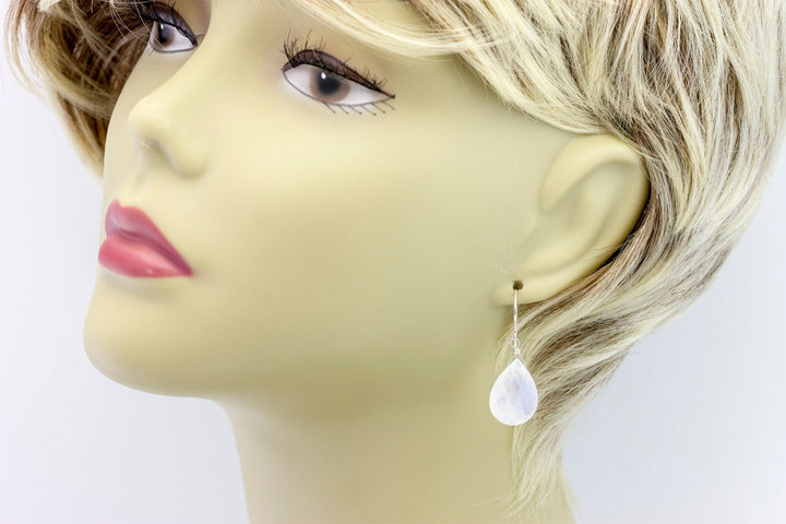 Rainbow Blue Moonstone Earrings 14k Solid Gold or Filled or Sterling Silver Faceted Large Briolette Teardrops Simple Dangles