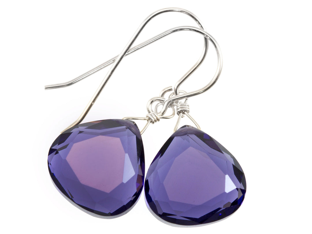 Lavender Simulated Tanzanite Earrings Faceted drop Soft Purple Color Sterling Silver or 14k Solid Gold or Filled Everyday Classic Simple