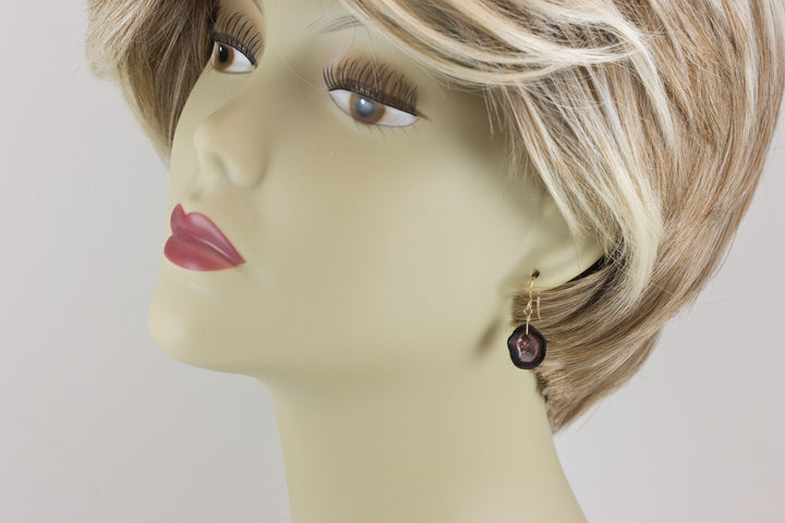 Baby Small Geode Earrings Tabasco Pink Druzy Oval 14k Solid Gold or Filled Polished Small Teardrop Drusy Paired AAA Natural  Druse Quartz