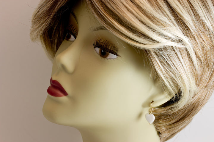 Mother of Pearl Earrings White Shell Heart Dainty Teardrop Natural 14k Solid Gold or Filled or Sterling Silver  High Luster Simple Drops MOP