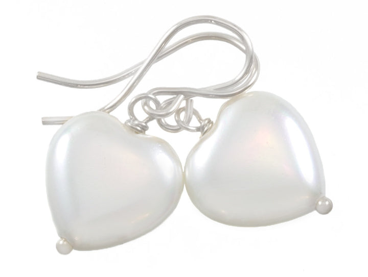 Mother of Pearl Earrings White Shell Heart Dainty Teardrop Natural 14k Solid Gold or Filled or Sterling Silver  High Luster Simple Drops MOP
