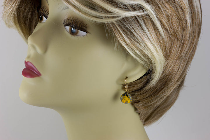 Bumble Bee Jasper Earrings  Smooth Heart Teardrops Select Yellow Orange  14k Solid Gold or Filled  or Sterling Silver Drops Spyglass Designs