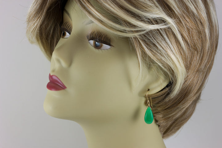 Green Aventurine Earrings Teardrop Pear Shaped Smooth 14k Solid Gold or Filled or Sterling Silver Great Unique Natural Daily Simple  Drops