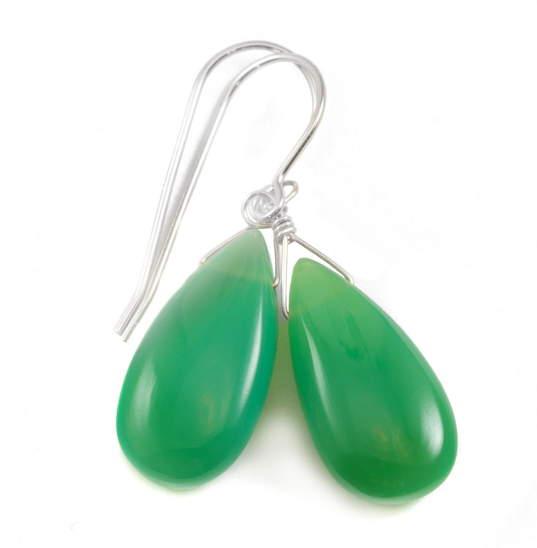Green Aventurine Earrings Teardrop Pear Shaped Smooth 14k Solid Gold or Filled or Sterling Silver Great Unique Natural Daily Simple  Drops