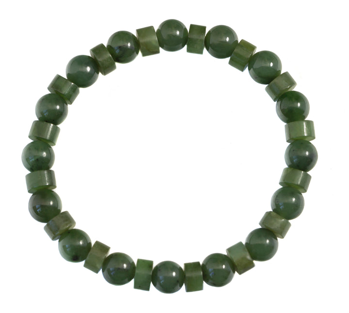 Jade Bracelet Green Nephrite Adjustable 7 8 Inches Inch Simple Everyday Stretch Easy Wear Natural Stones Different Shapes Round  Teardrop