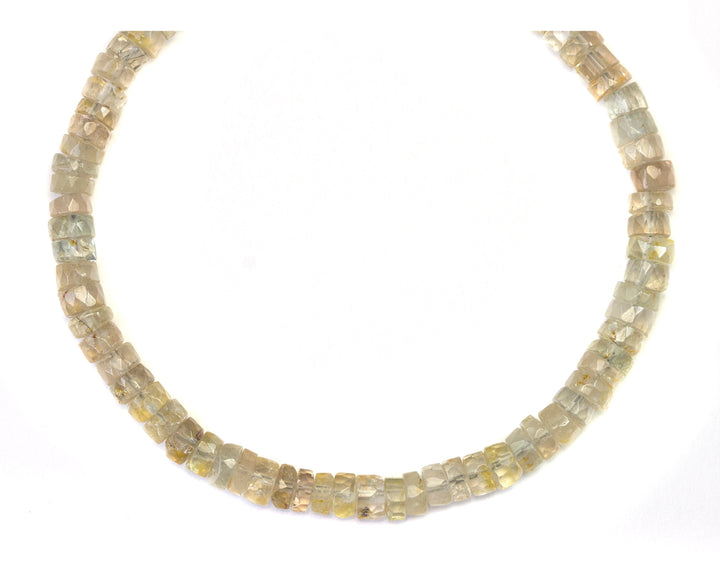 Clear White and Champagne Topaz  Necklace 14k Gold Filled or Sterling Silver Solid Strand  natural  20 Inches AAA Quality Faceted Rondelle