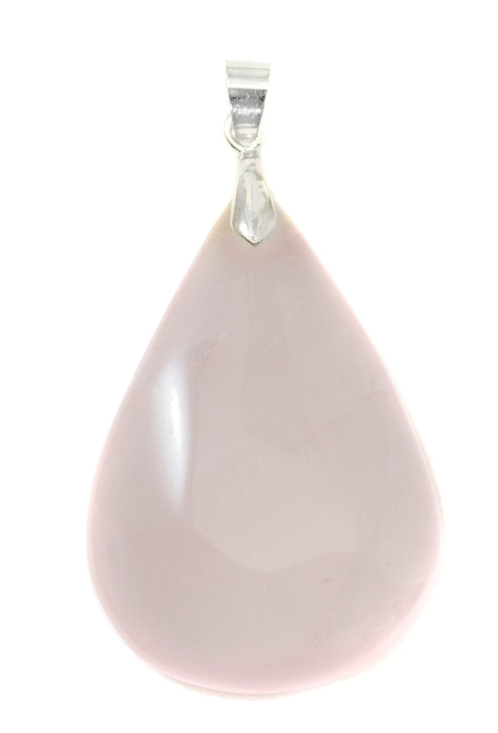 Rose Quartz Necklace Pendant Large Smooth Pink Teardrop Silver or Gold Plate Bail 75 carats Simple Natural Stone 2.2 Inch Spyglass Designs