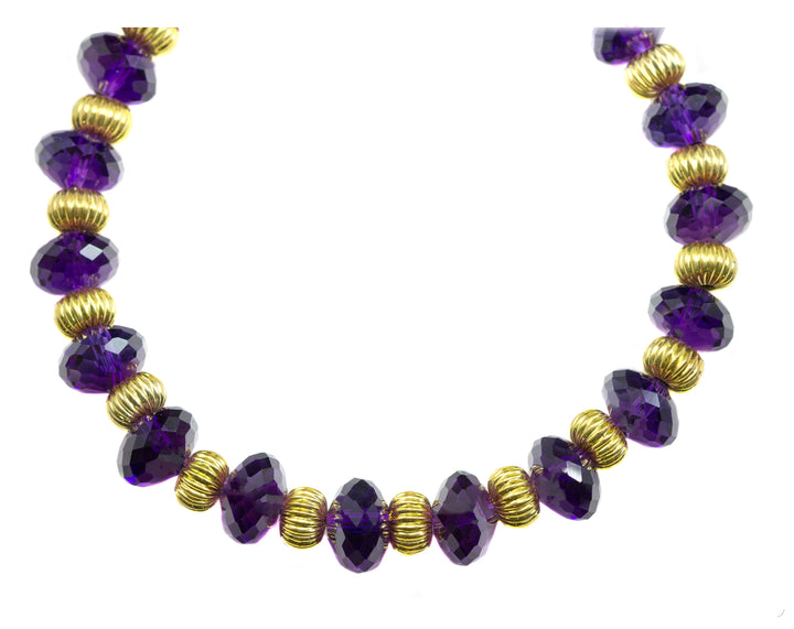 Purple Amethyst Necklace Faceted Solid 14k Gold Filled Necklace 24 Inches AAAA Simple Natural Wear 12mm Beaded Accents Spyglass Designs