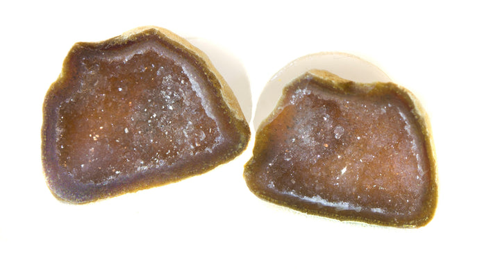 Baby Geode Earrings Tabasco Black Amber Cream Druzy Post Studs 14k Gold Filled Small Natural Drusy Quartz Halved Geodes Paired AAA