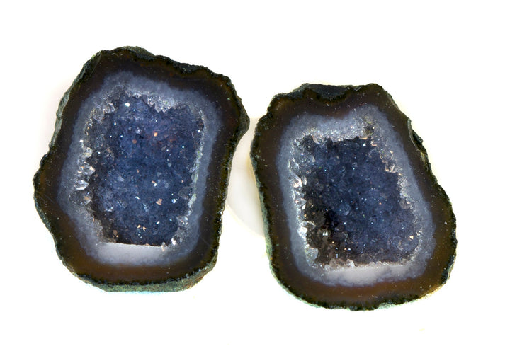 Baby Geode Earrings Tabasco Black Grey Black Druzy Post Studs 14k Gold Filled Small Natural Drusy Quartz Halved Geodes Paired AAA