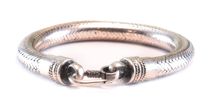 Men's Women's Silver Bracelet Tibetan Handmade Hook Clasp Large Chunky Snake Style 7 7.25 Inches  One of a kind rare Earthy Everyday